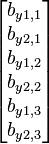 \begin{bmatrix}{b_{y1,1}}\\ {b_{y2,1}}\\ {b_{y1,2}}\\ {b_{y2,2}}\\ {b_{y1,3}}\\ {b_{y2,3}}\end{bmatrix}